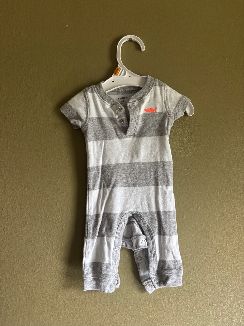 Carter's Gray & White Striped Newborn Onesie